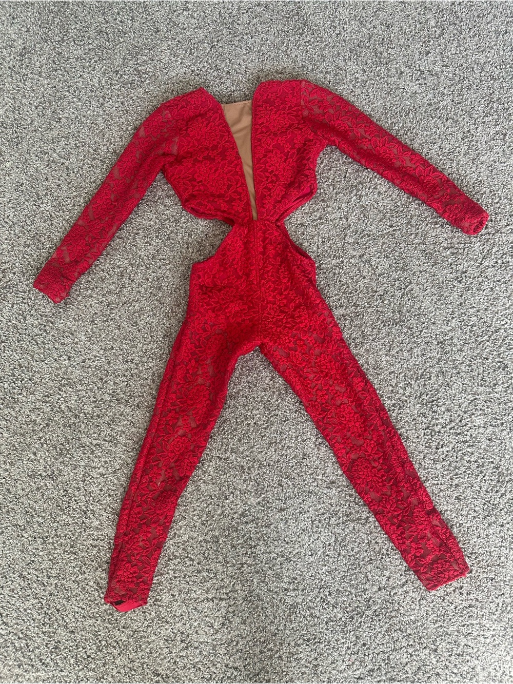 Custom child Red lace cut out unitard dance costume fits child 7/8